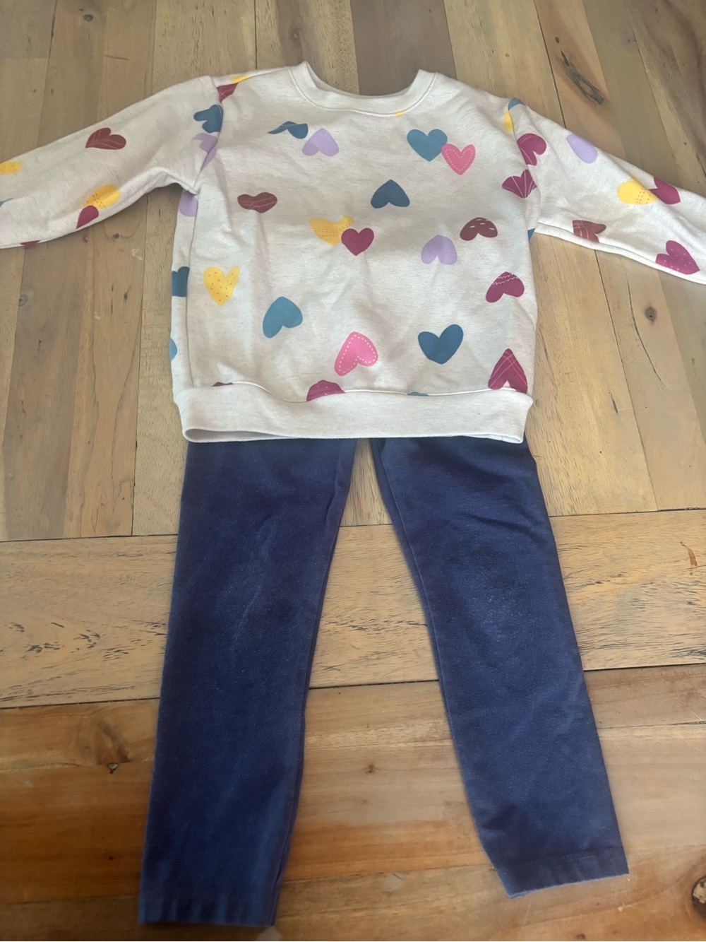 Garanimals White Heart Print Sweatshirt & Navy Leggings Set